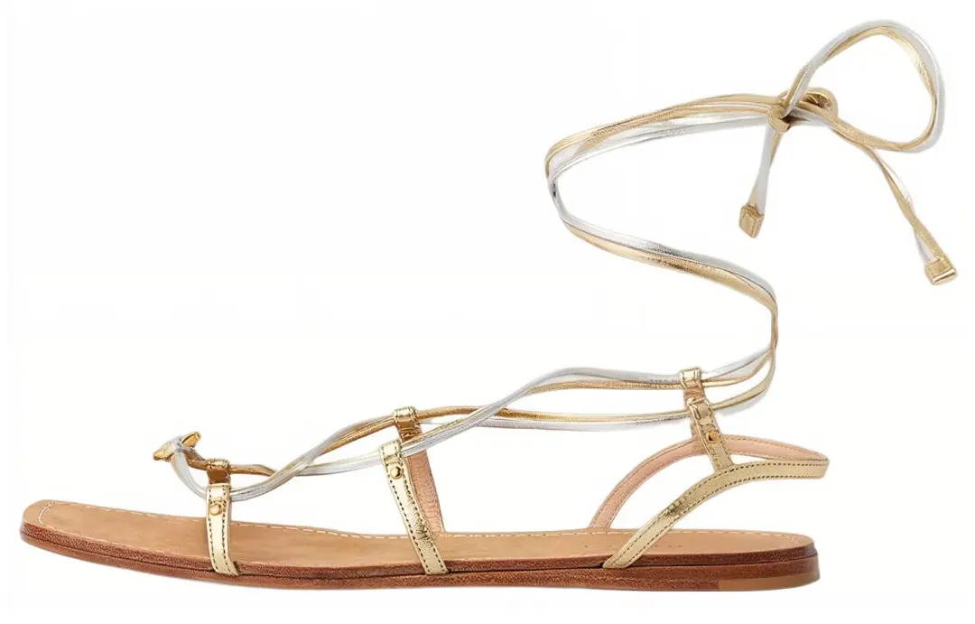 GUCCI Leather One Strap Sandals Women's Gold