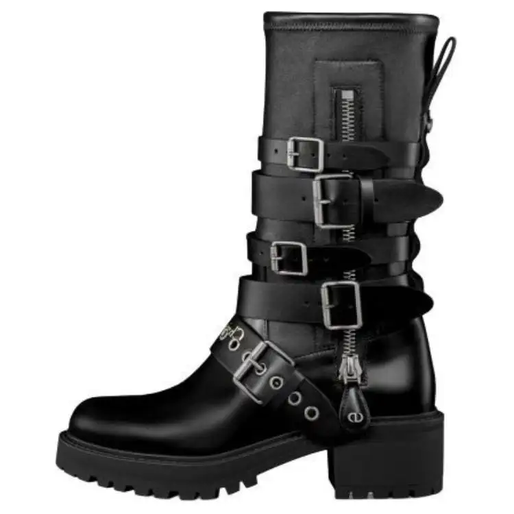 Christian DIOR Zip Detailed Buckled Boots Women's