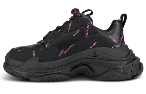 Balenciaga Triple S Sneaker 'All Over Logo Black Pink' Women's
