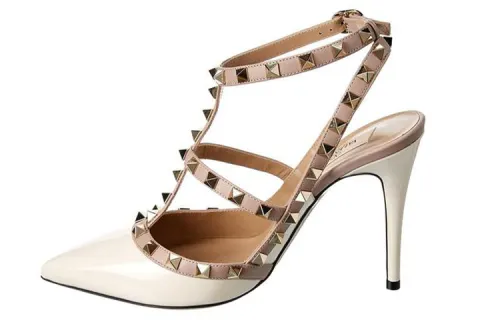 Valentino Rockstud Leather Slim Heel High Heels Women's Light Pink