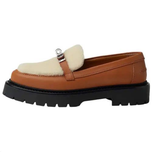 HERMES Icone Loafers Women's Brown