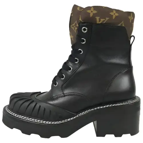 LOUIS VUITTON Beaubourg Louis Vuitton LV Ankle Boots Women's Black