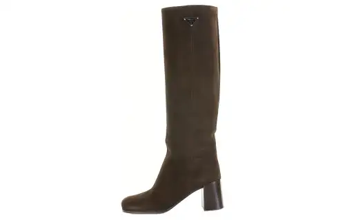PRADA Suede Knee high Boots Women's Brown Green