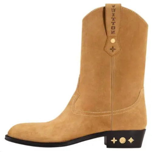 LOUIS VUITTON Cow Leather Ankle Boots Men's Umber