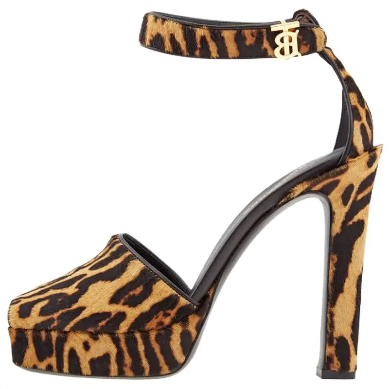Burberry Chunky Heel High Heels 12.5cm Women's Brown