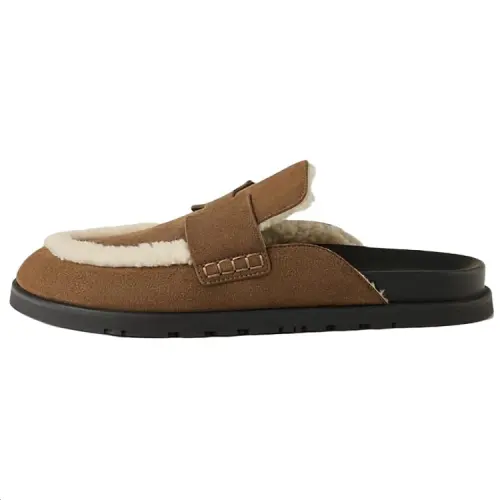 HERMES Go Rubber Sole Closed Toe Slippers Men's Brown