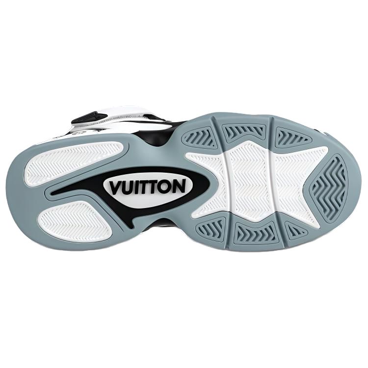 Мужские кроссовки Louis Vuitton Trainer 2 (бело-черные с принтом) — фото 5