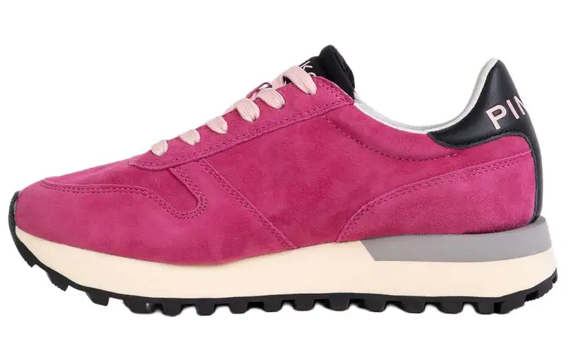 PINKO Los Angeles suede round toe lace-up low-top lifestyle shoes for women, purple