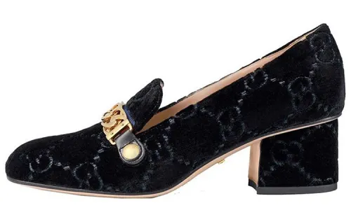 GUCCI Chunky Heel High Heels 5.5cm Women's Black