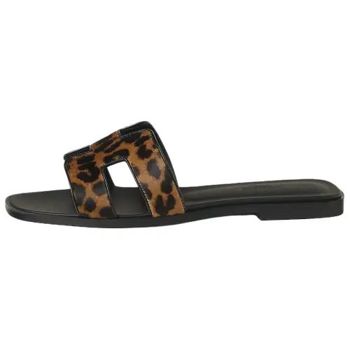 HERMES Oran Slide Slippers Women's Gold, Black