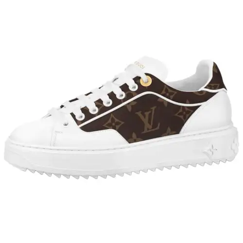 LOUIS VUITTON Time Out Sneakers 'White With Brown Monogram' Women's