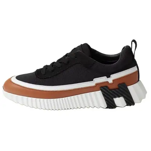 HERMES Bouncing Suede Low top Casual Shoes Women's Black