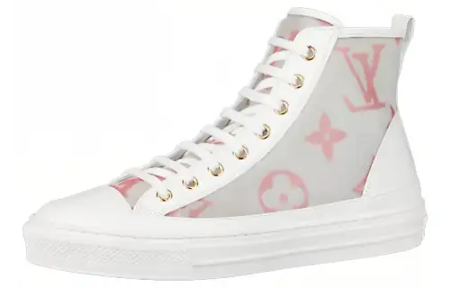 LOUIS VUITTON Stellar Zip Up Ankle Sneakers 'White Grey With Pink Monogram' Women's