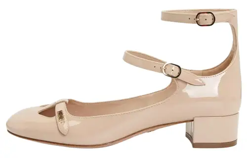 DIOR Aime Dior Patent Leather Chunky Heel High Heels Women's Nude