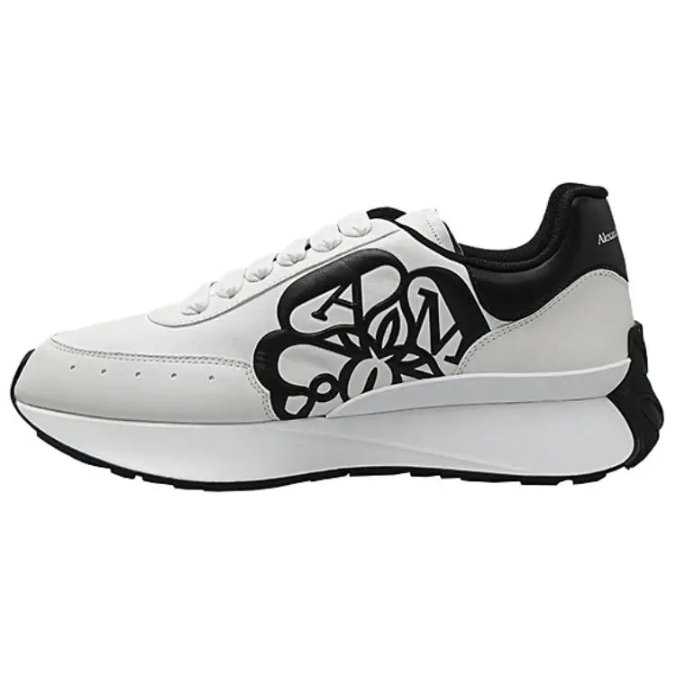 Alexander McQueen Sprint Runner Lace Up Sneakers 'White Black' Women's