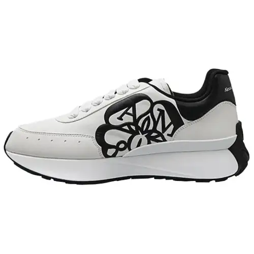 Alexander McQueen Sprint Runner Lace Up Sneakers 'White Black' Women's
