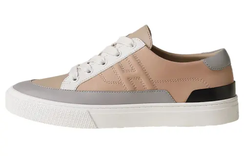 HERMES Deep Leather Low top Stylish Skateboarding Shoes Women's Nude