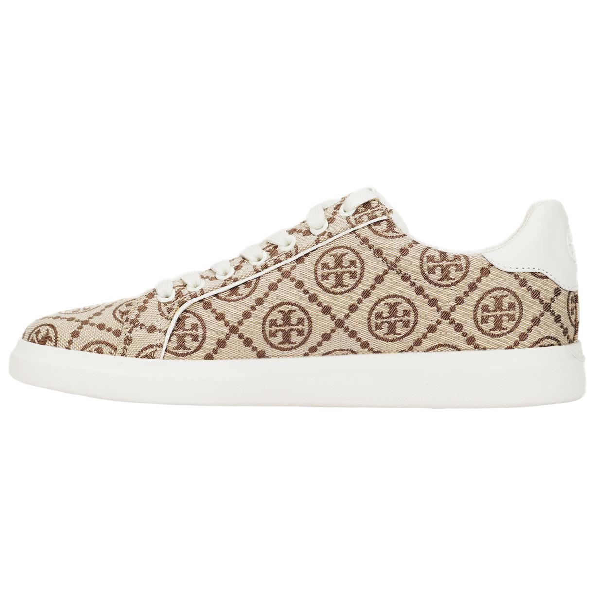 TORY BURCH Howell T Monogram Court Low top Stylish Skateboarding Shoes Women's Brown