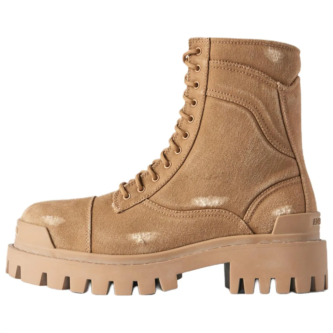 Balenciaga Strike Short Combat Boots 2cm Men's Brown