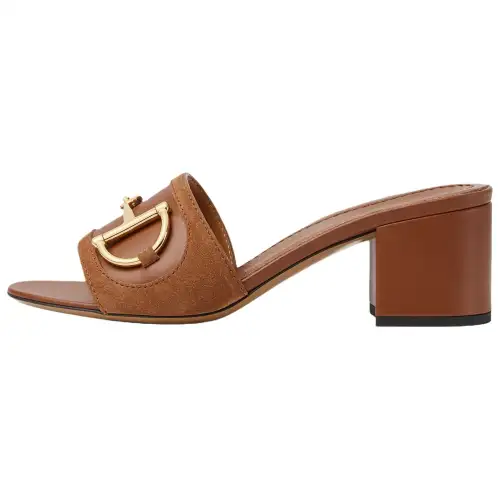 GUCCI Horsebit Slide Slippers 5.5cm Women's Brown
