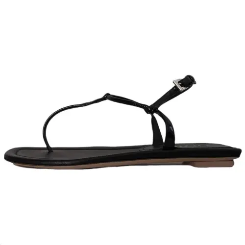 PRADA Leather, Patent Leather One Strap Sandals Women's Black