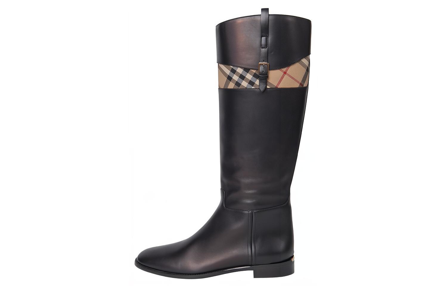 Burberry Burberry Burberry leather zipper fashion high boots women's black