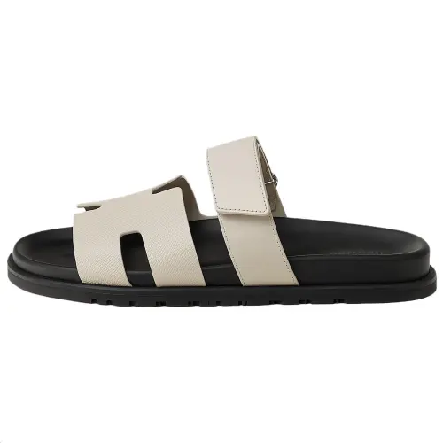 HERMES Chypre Slide Slippers Men's Beige