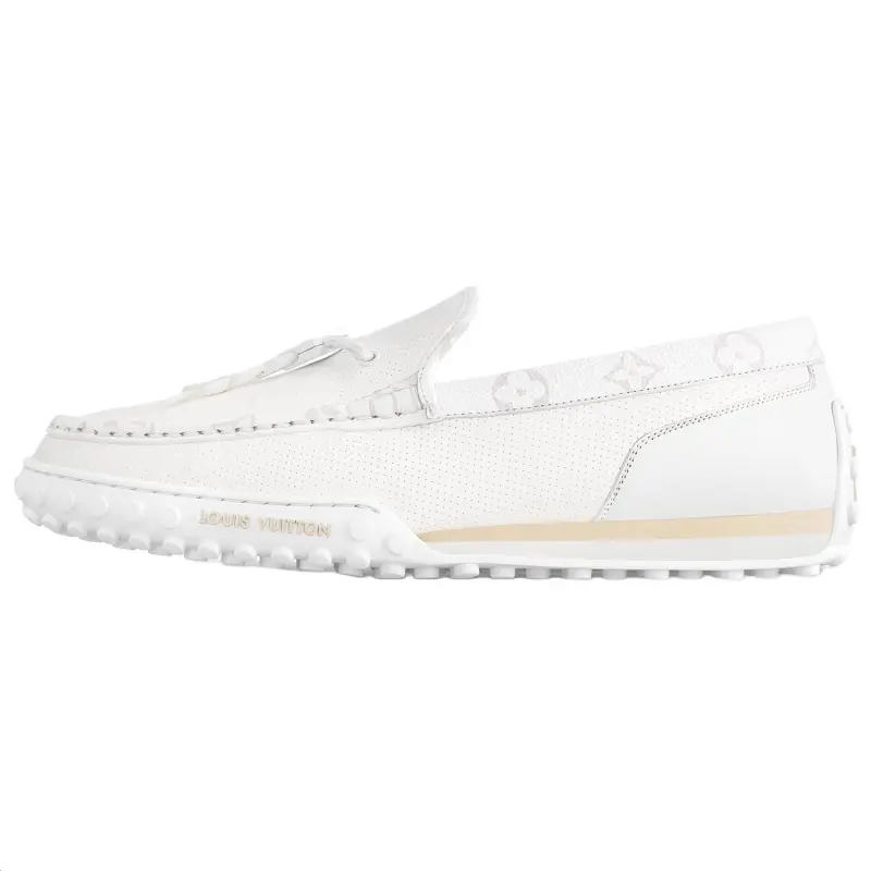LOUIS VUITTON Racer Gommino Loafers Men's White