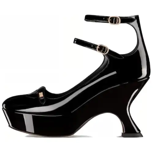 DIOR Aime Dior Patent Leather Irregular Heel High Heels Women's Black