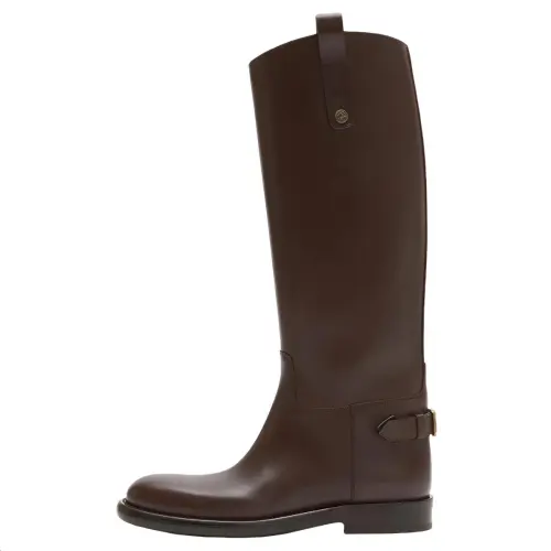 Burberry Cavalier Leather Knee high Boots Women's Honey Brown
