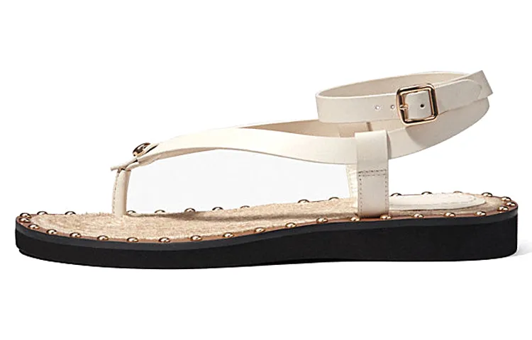 COACH Leather One Strap Sandals Women's White
