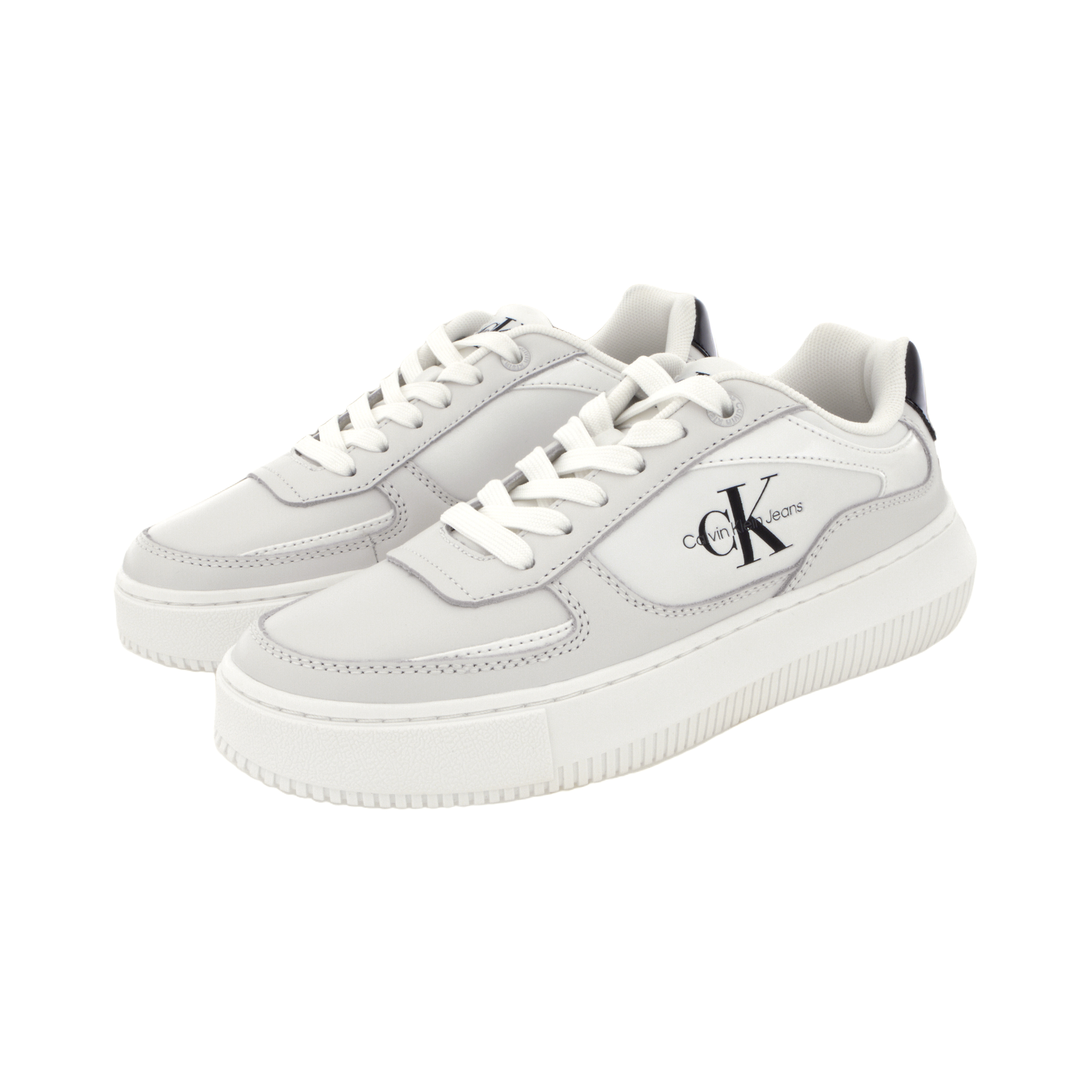 CKJ CALVIN KLEIN JEANS Skateboard Shoes Women's Moon White & Space Black