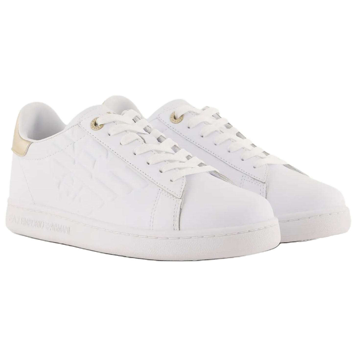 EMPORIO ARMANI EA7 Low top Skateboard Shoes Unisex White Gold