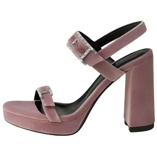 HERMES Bossa Leather One Strap Sandals 10.5cm Women's Pink