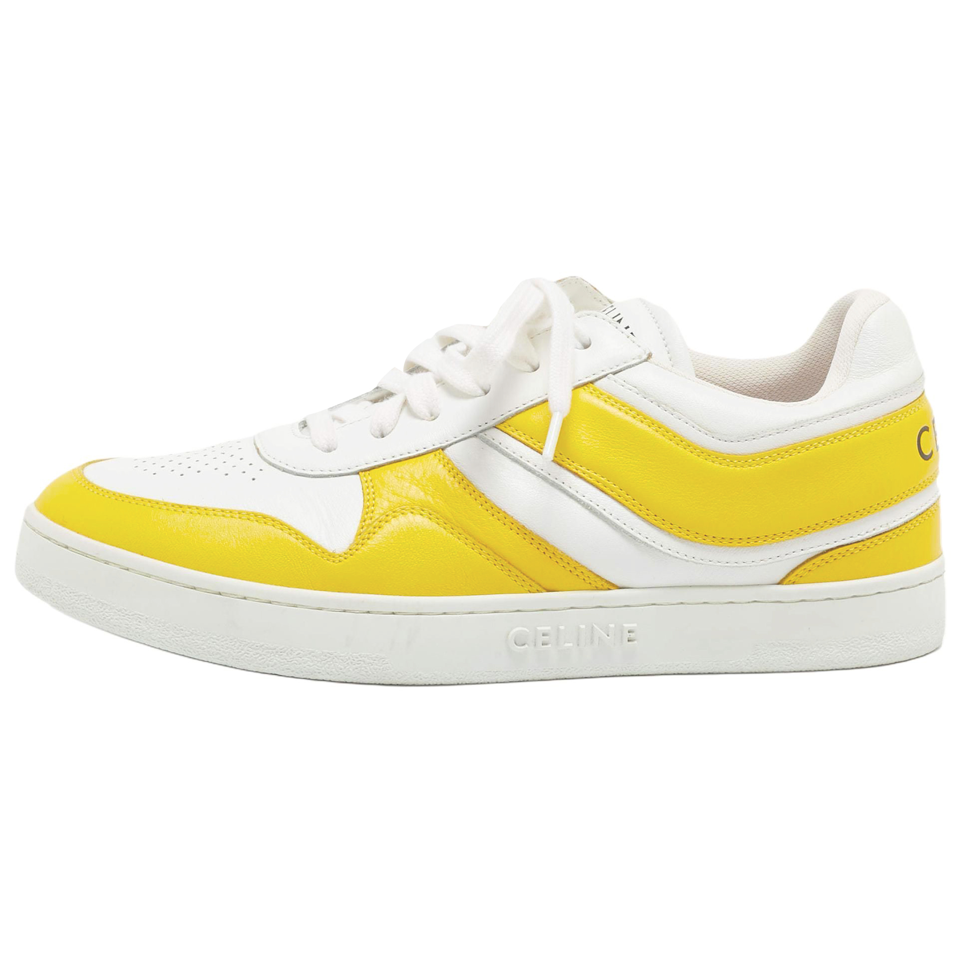 CELINE Trainer Leather Low top Stylish Skateboarding Shoes Women's Yellow