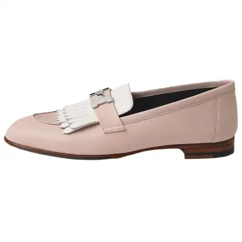 HERMES Royal Cow Leather Loafers Women's Pink