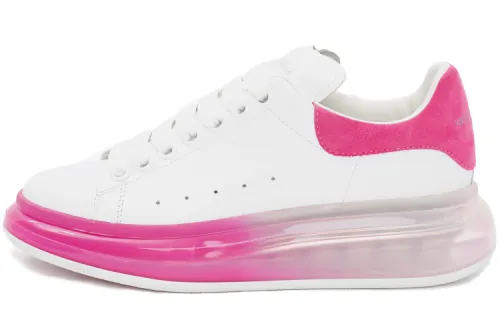 Alexander McQueen Cow Leather Stylish Skateboarding Shoes Women's White Pink