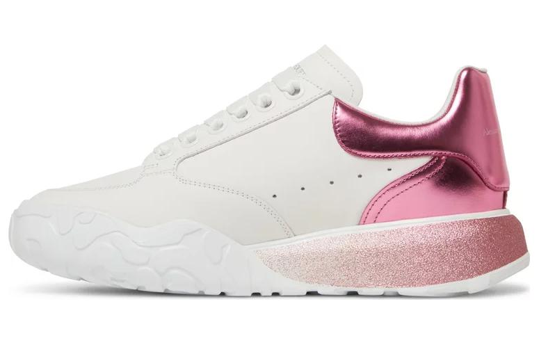 Женские кроссовки Alexander McQueen Court Trainer (бело-розовые)