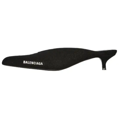 Balenciaga Cone Heel Closed Toe Slippers Women's Black
