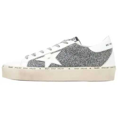 Golden Goose Hi Star Skateboard Shoes Women's Low Top White Silver