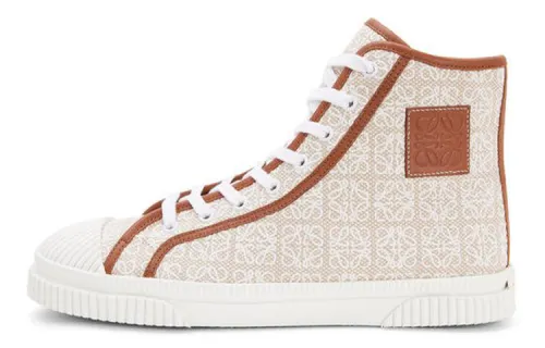 LOEWE Anagram High top Canvas Shoes Men's White Brown