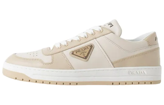 PRADA Downtown Leather Sneakers 'Beige' Women's