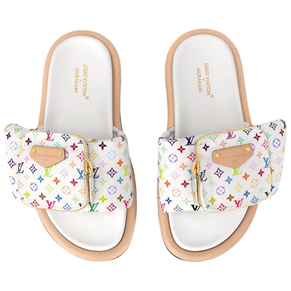 LOUIS VUITTON x Takashi Murakami Slide Slippers Women's White