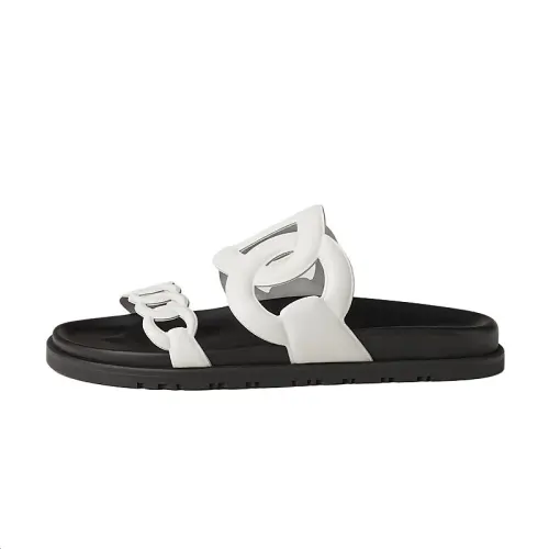 HERMES Slide Slippers Women's Black White
