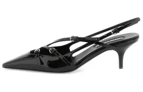 MIU MIU Leather Slim Heel High Heels Women's Black