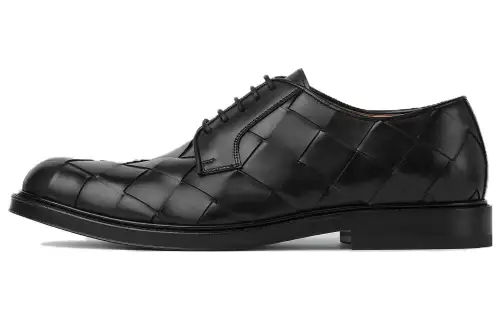 Bottega Veneta Tie Leather Dress Shoes Men's Black