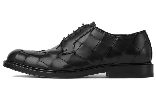 Bottega Veneta Tie Leather Dress Shoes Men's Black