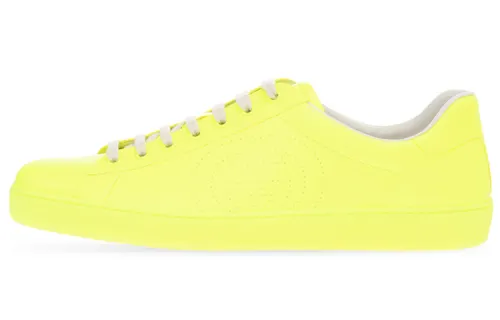 GUCCI ACE Leather Lace Up Low top Stylish Skateboarding Shoes Men's Yellow