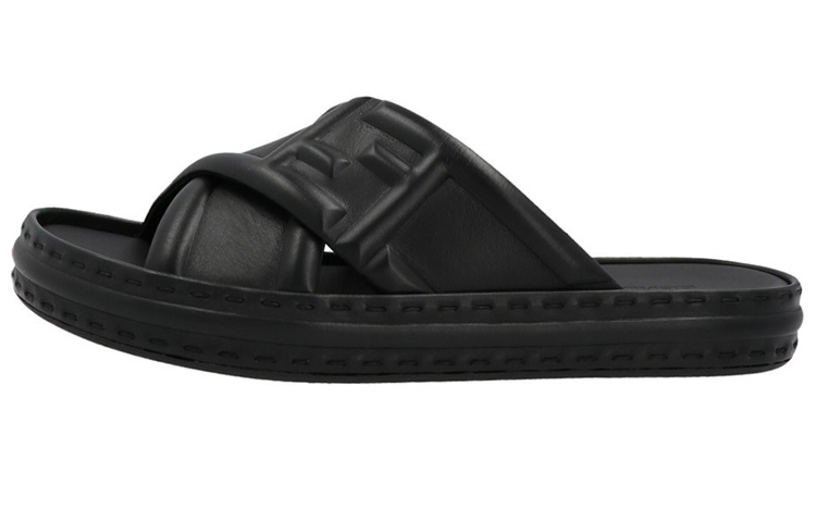 FENDI Crossover Band Sandal Black Embossed Macro Ff Motif