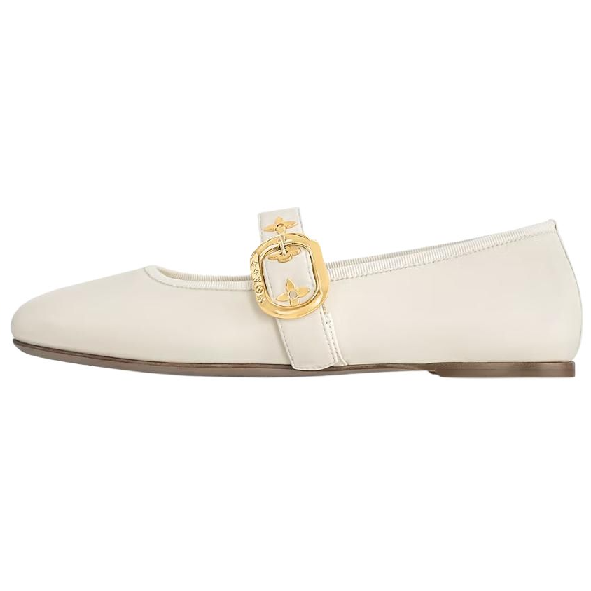 LOUIS VUITTON Romy Flat Mary Jane Shoes Women's White